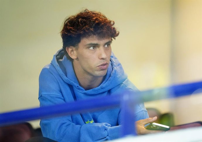 22 August 2024, United Kingdom, London: New Chelsea signing Joao Felix sits in a private box before the UEFA Europa Conference League play-off round first leg soccer match between Chelsea and Servette at Stamford Bridge. Photo: Zac Goodwin/PA Wire/dpa
