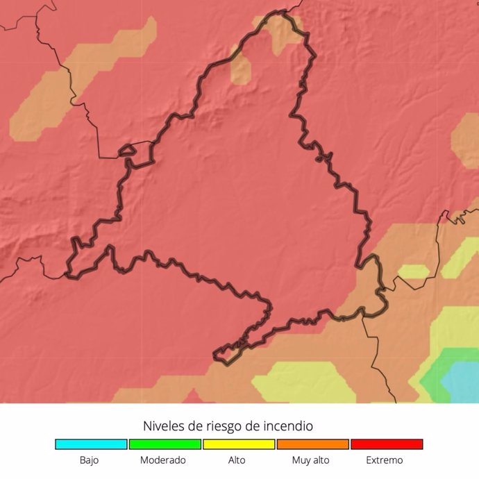 Nivel extremo ante incendios en la Comunidad de Madrid