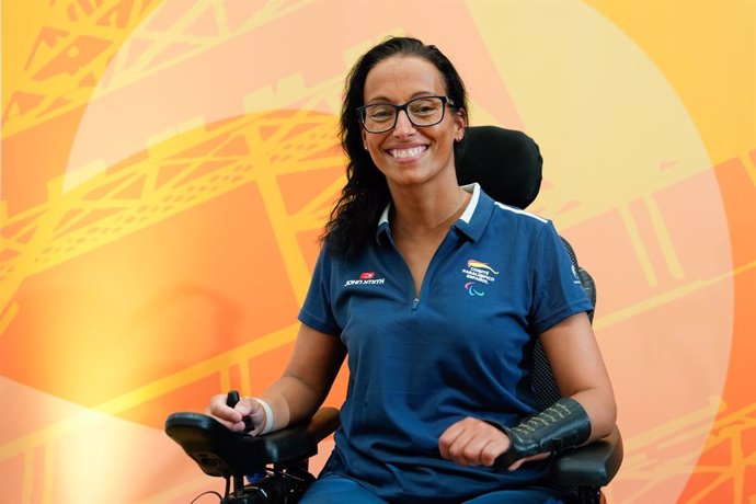 Teresa Perales poses for photo during a farewell event for the Spanish Paralympic Commission that will compete in the Paris 2024 Paralympic Games at the Consejo Superior de Deportes CSD building on August 23, 2024, in Madrid, Spain.