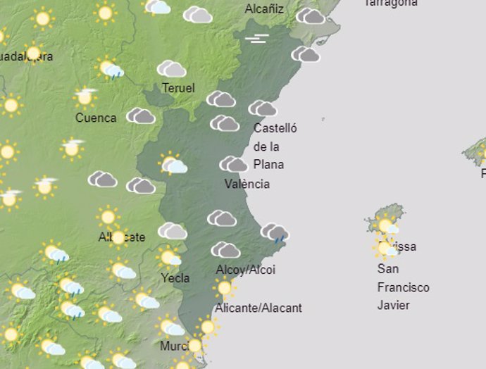 Predicción del tiempo para este domingo 25 de agosto de 2024 en la Comunitat Valenciana