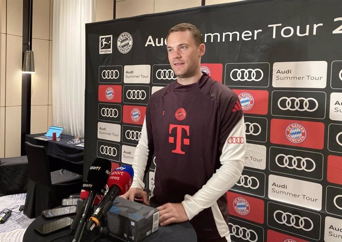 01 August 2024, South Korea, Seoul: Bayern goalkeeper Manuel Neuer stands during a press conference on FC Bayern Munich's trip to South Korea. Photo: Klaus Bergmann/dpa