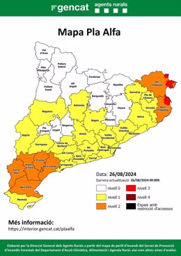 Peligro de incendio en Catalunya, a 26 de agosto de 2024