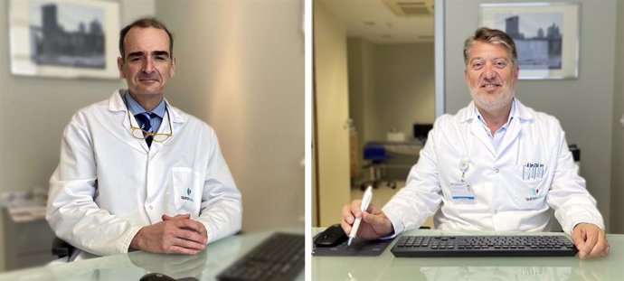 Los doctores, Carlos O'Connor y Juan Carlos Casado del servicio de Otorrinolaringología (ORL) del Hospital Quirónsalud Marbella (Málaga)