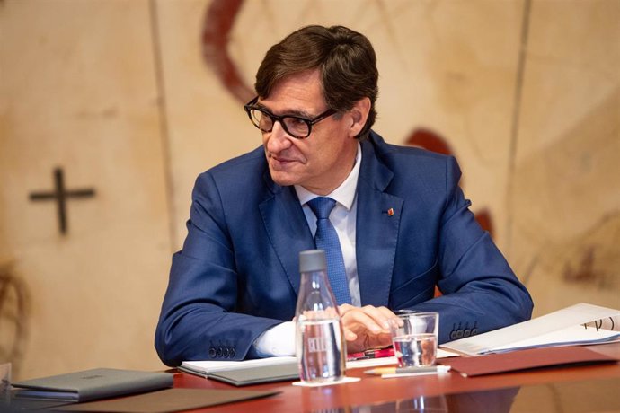 El president de la Generalitat, Salvador Illa, durante el primer Consell Executiu del Govern, en el Palau de la Generalitat, a 13 de agosto de 2024