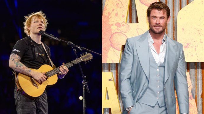 Chris Hemsworth sorprende en un concierto de Ed Sheeran tocando la batería