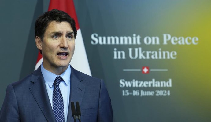 Archivo - 16 June 2024, Switzerland, Obburgen: Canadian Prime Minister Justin Trudeau attends the closing press conference of the Summit on peace in Ukraine. Photo: Sean Kilpatrick/Canadian Press via ZUMA Press/dpa
