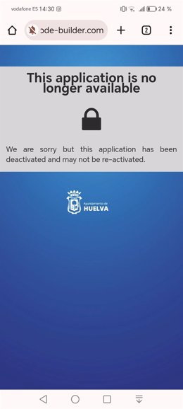 App del Plan Tsunami Huelva desactivada.