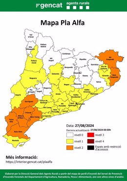 Peligro de incendio en Catalunya, a 27 de agosto de 2024