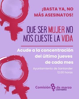 Cartel concentraciones contra asesinatos machistas en Santander