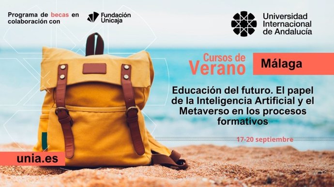 Cartel del curso de verano 'Educación del futuro. El papel de la Inteligencia Artificial y el Metaverso en los procesos formativos', organizado por la Universidad Internacional de Andalucía (UNIA)