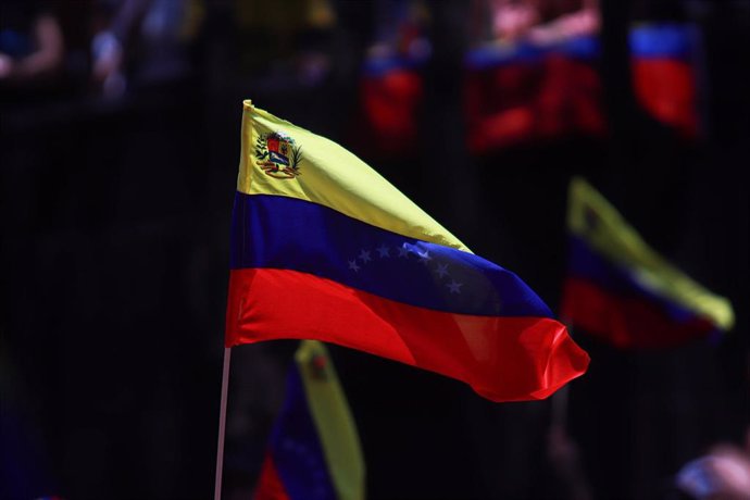 Bandera de Venezuela en una protesta contra el Gobierno de Maduro en México