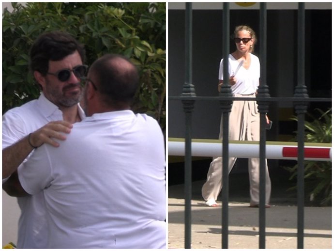 Antonio Matos y Carla Goyanes, abandonando su residencia de Marbella para viajar a Madrid para el entierro de Caritina