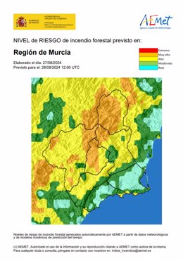 Mapa de avisos de riesgo forestal