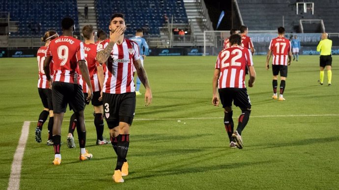 Archivo - El jugador del Athletic Club Unai Núñez celebra un gol.