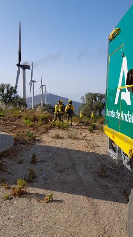 Dispositivo del Infoca en prevención, en la mañana de este miércoles