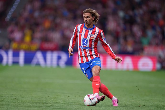 Antoine Griezmann of Atletico de Madrid in action during the Spanish League, LaLiga EA Sports, football match played between Atletico de Madrid and RCD Espanyol at Civitas Metropolitano stadium on August 28, 2024, in Madrid, Spain.