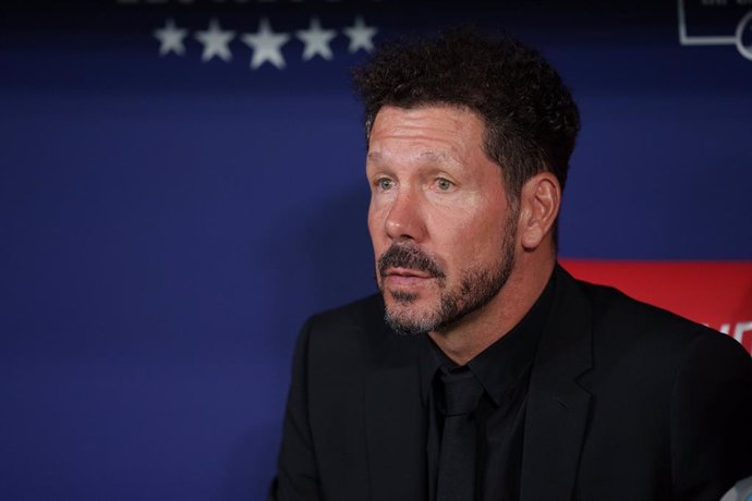 Diego Pablo Simeone, head coach of Atletico de Madrid, looks on during the Spanish League, LaLiga EA Sports, football match played between Atletico de Madrid and RCD Espanyol at Civitas Metropolitano stadium on August 28, 2024, in Madrid, Spain.