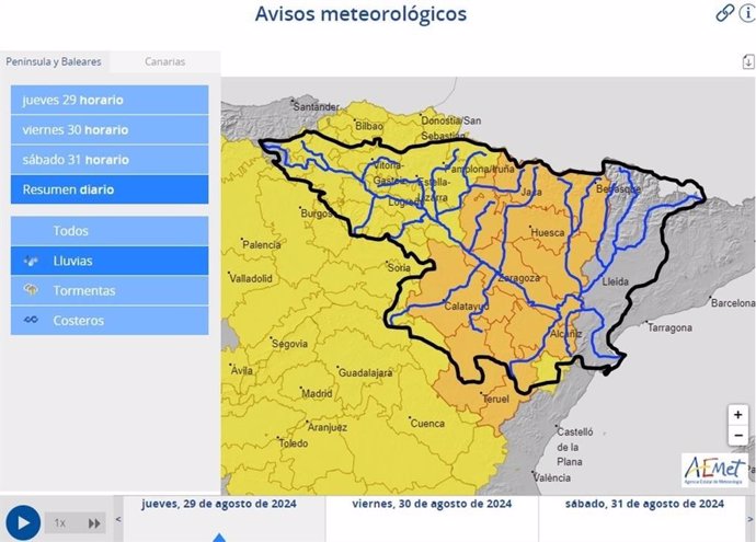 La CHE intensifica la vigilancia en cauces y barrancos de la cuenca, excepto la zona oriental, debido a las lluvias