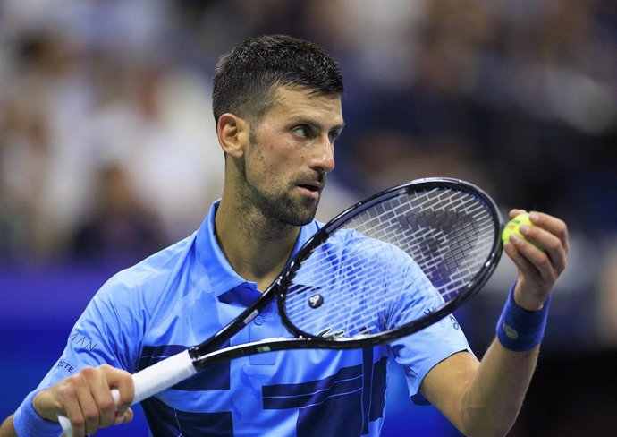 El tenista serbio Novak Djokovic durante el partido ante Laslo Djere en el US Open.