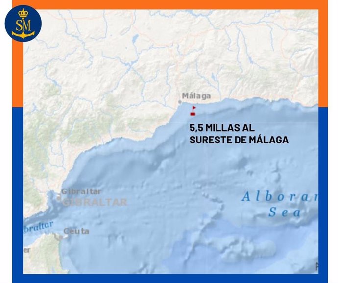 Punto del rescate de cuatro tripulantes de un pesquero hundido a 5,5 millas al sureste de Málaga