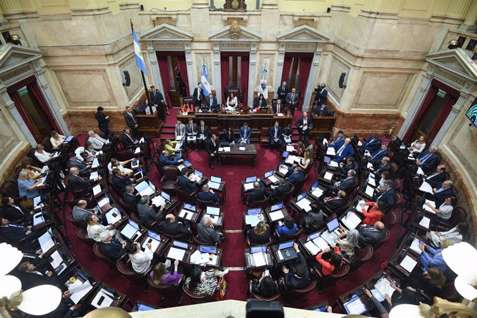 Archivo - Votación en el Senado de Argentina del decreto de desregularización de la economía