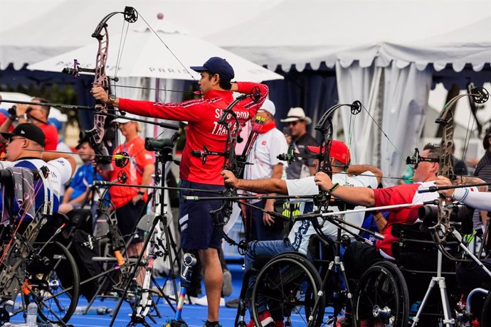 Fernando Galé, en la competición de tiro con arco compuesto de los Juegos Paralímpicos de París