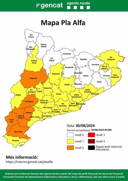 Peligro de incendio en Catalunya, a 30 de agosto de 2024