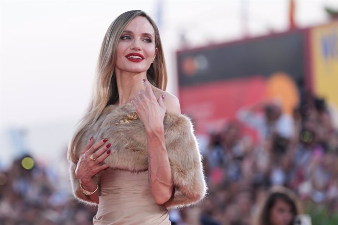 Angelina Jolie attends a red carpet for the movie ''Maria'' during  the 81st Venice International Film Festival