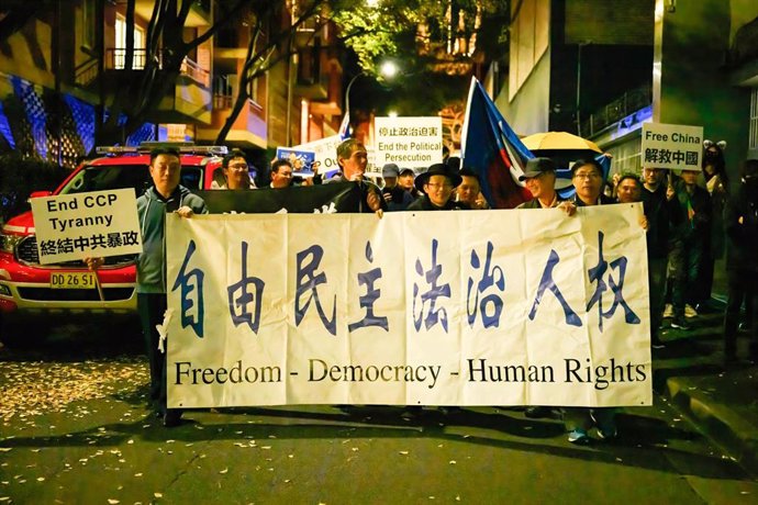 Archivo - Una protesta contra las autoridades chinas en Australia (Archivo)