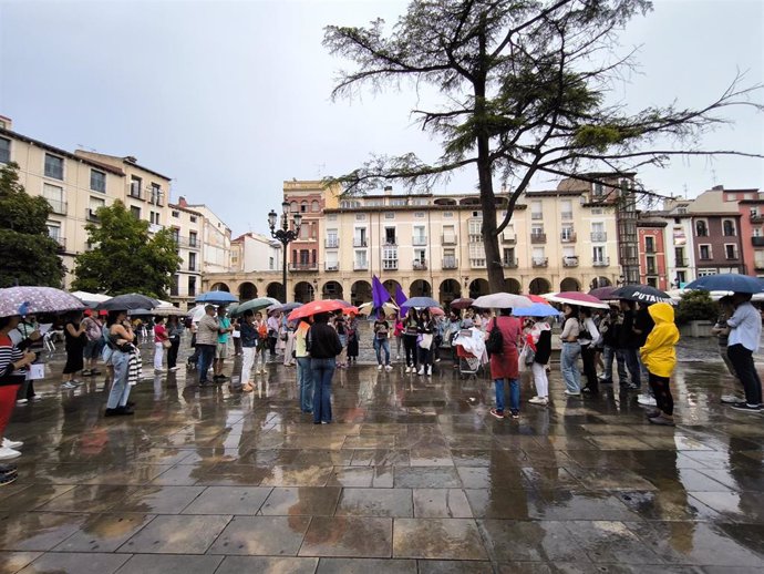 Concentración del Movimiento Feminista de La Rioja en la plaza del Mercado contra violencia sexual y en apoyo a víctimas de Navarrete y Logroño