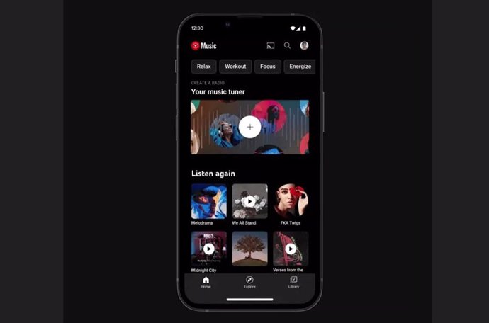 Archivo - La aplicación YouTube Music.