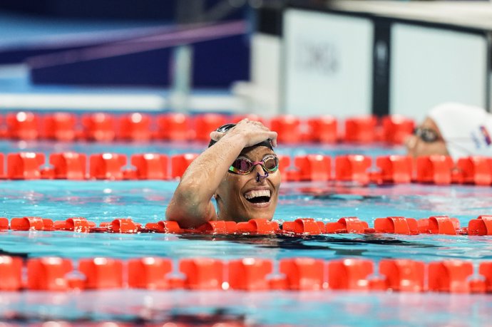 Teresa Perales tras ganar el bronce en los 50 espalda S2 de Paris 2024