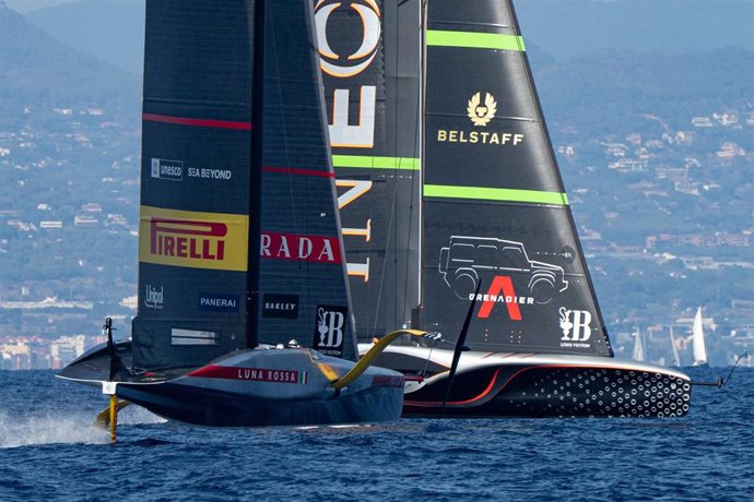 August 31, 2024. Race Day 3 Of The Louis Vuitton Cup. INEOS BRITANNIA, LUNA ROSSA PRADA PIRELLI TEAM