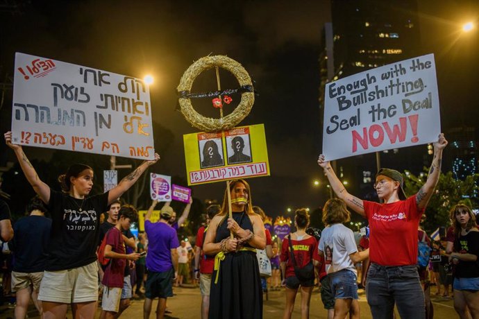 Manifestación contra Benjamin Netanyahu en Tel Aviv