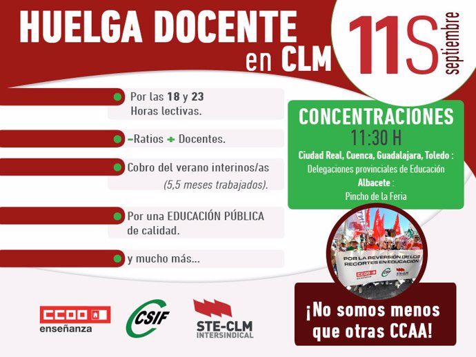 Cartel de la huelga del 11 convocada en educación