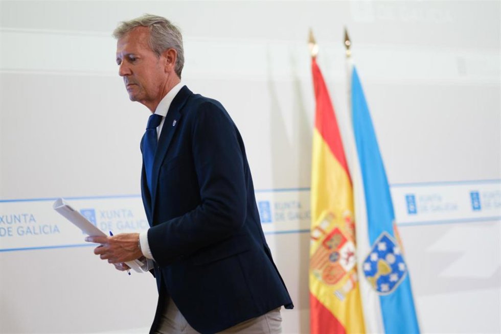 El presidente de la Xunta, Alfonso Rueda, en rueda de prensa.