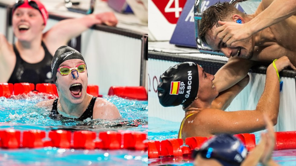 Las nadadoras españolas Marta Fernández (izquierda) y Sarai Gascón (derecha), en los Juegos Paralímpicos de Paris 2024.