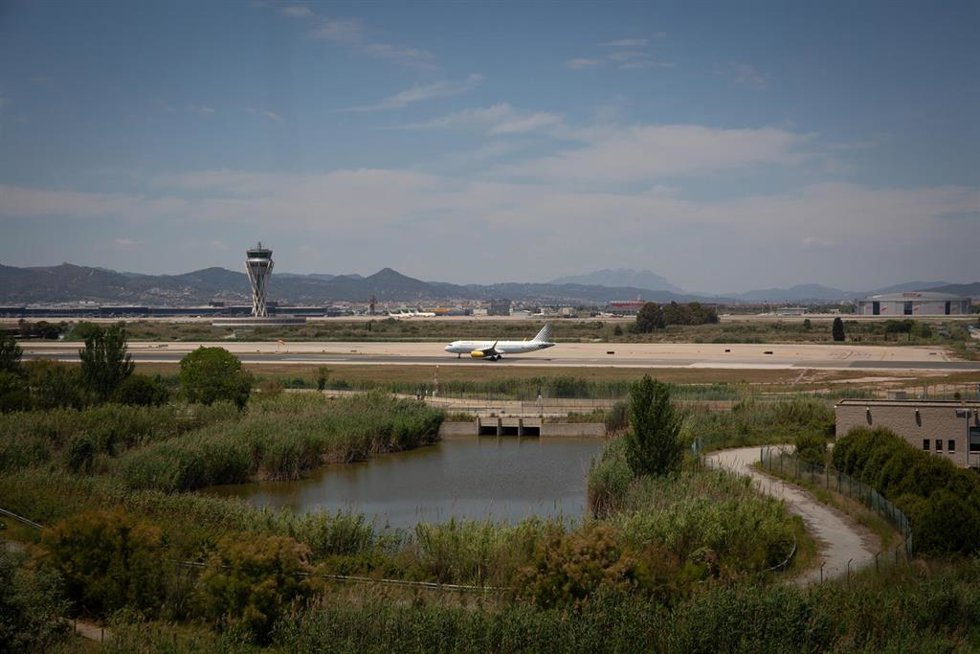 Archivo - Un avión en el aeropuerto de Josep Tarradellas Barcelona-El Prat, cerca del espacio protegido natural de La Ricarda, a 9 de junio de 2021, en El Prat de Llobregat, Barcelona, Cataluña (España). La Ricarda es un espacio protegido de 800 metros