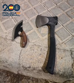 Armas intervenidas al hombre detenido en La Vileta.