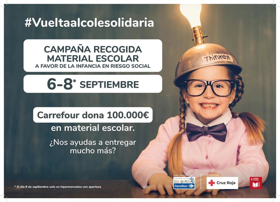Cartel de la campaña de recogida de material escolar.