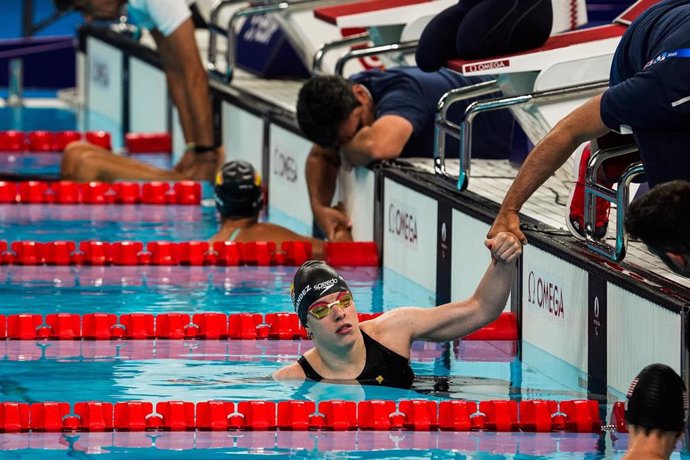 Marta Fernández, medalla de plata en la final de los 100 m libre S3. Paris La Defense Arena. Juegos Paralímpicos París 2024