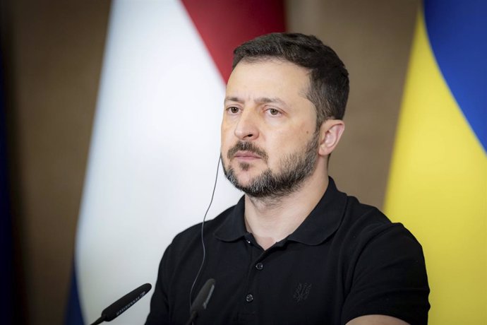 September 2, 2024, Zaporizhzhia, Zaporizhzhia Oblast, Ukraine: Ukrainian President Volodymyr Zelenskyy listens to a question during a joint press conference with Dutch Prime Minister Dick Schoof, near the frontlines, September 2, 2024 in Zaporizhzhia, Ukr