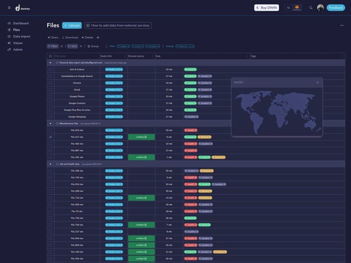 Data Storage Dashboard Dwinity