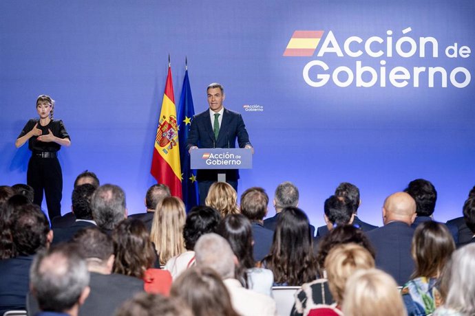 El presidente del Gobierno, Pedro Sánchez, durante la inauguración del nuevo curso político