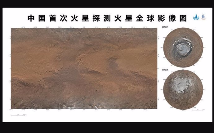 Mapa de Marte con datos de la misión Tianwen 1