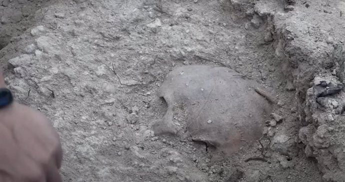 Trabajos de exhumación de víctimas del franquismo en el cementerio de Padul (Granada).