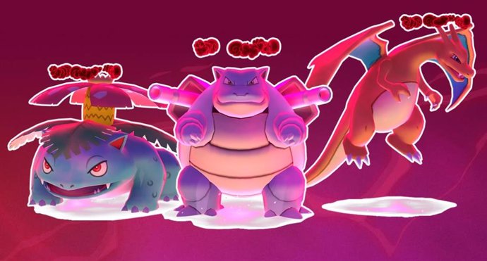 Venusaur, Blastoise y Charizard  con forma Dinamax