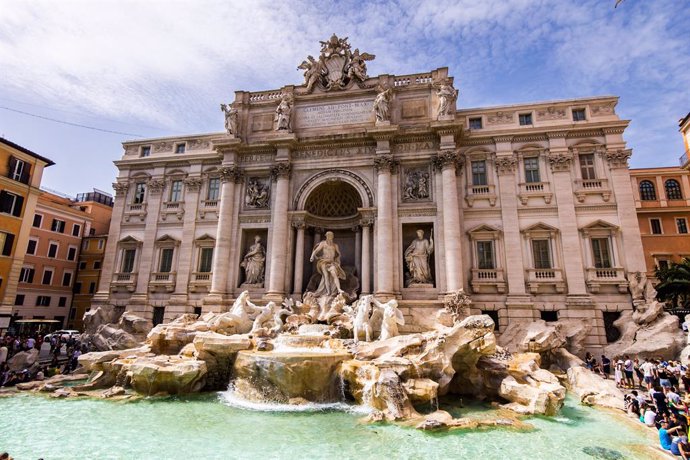 Archivo - Fontana di Trevi during the 2023 Hankook Rome ePrix, 10th meeting of the 2022-23 ABB FIA Formula E World Championship, on the Circuit Cittadino dell’EUR from July 14 to 16, 2023 in Rome, Italy - Photo Bastien Roux / DPPI