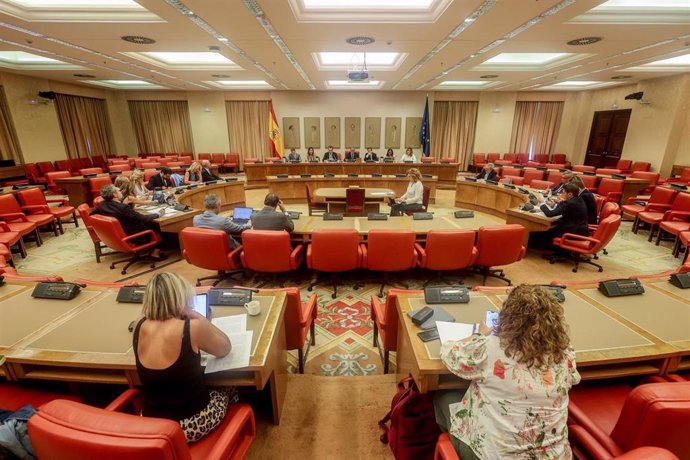 El ministro de Economía, Comercio y Empresa, Carlos Cuerpo (c), durante una comparecencia en la Comisión de Economía, Comercio y Transformación Digital, en el Congreso de los Diputados, a 4 de septiembre de 2024, en Madrid (España). Durante su comparecenc