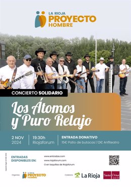 Los Átomos y Puro Relajo ofrecerán el 2 de noviembre un concierto solidario en beneficio de Proyecto Hombre